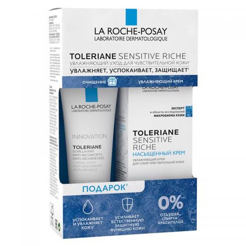 Ля Рош Позе Набор Toleriane (Увлажняющий крем Toleriane Sensitive Riche, 40 мл + Очищающий гель-уход для умывания Toleriane, 50 мл) (La Roche-Posay, Toleriane)