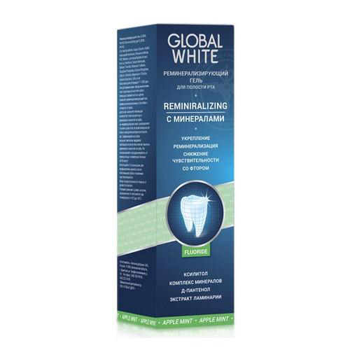 Глобал Уайт Гель реминерализирующий для полости рта, яблоко и мята, 40 мл (Global White, Реминерализация)