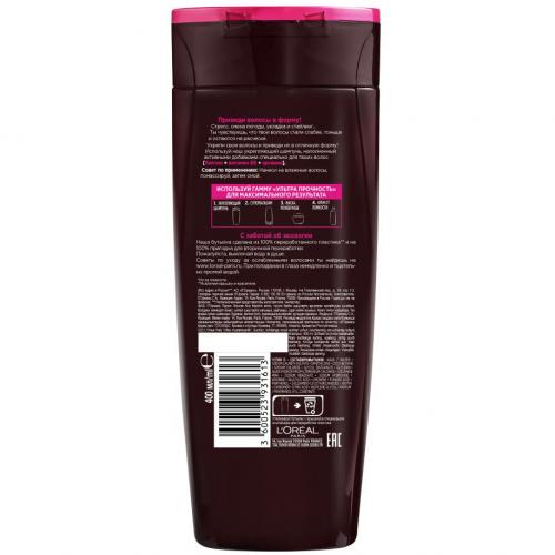 Лореаль Укрепляющий шампунь, 400 мл (L'Oreal Paris, Elseve, Ультра прочность), фото-2