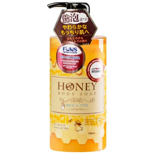 Фанс Гель для душа увлажняющий с экстрактом меда и молока Honey Milk, 500 мл (Funs, Для тела)