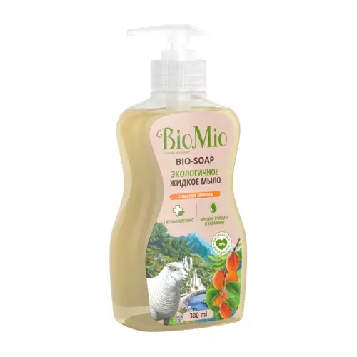 БиоМио Biomio Жидкое мыло с маслом абрикоса смягчающее, 2 х 300 мл (BioMio, Мыло), фото-3