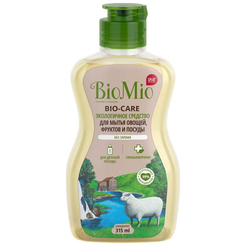 БиоМио Средство для мытья посуды (в том числе детской) Концентрат без запаха, 315 мл (BioMio, Посуда)