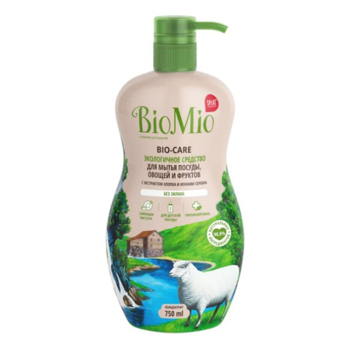 БиоМио Средство для мытья посуды (в том числе детской) Концентрат без запаха, 750 мл (BioMio, Посуда), фото-3