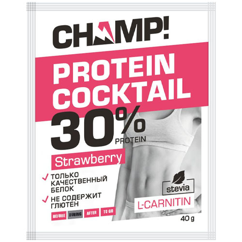 Коктейль &quot;Champ&quot; протеиновый клубничный, 40 г (Champ)