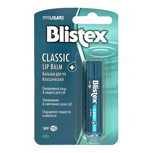 Блистекс Бальзам для губ классический Classic Lip Protector SPF 15, 4,25 г (Blistex, Уход за губами)