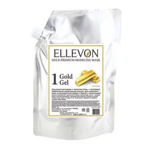 Эллевон Премиум альгинатная маска с золотом (гель + коллаген), 1000 мл + 100 мл (Ellevon, Маски)