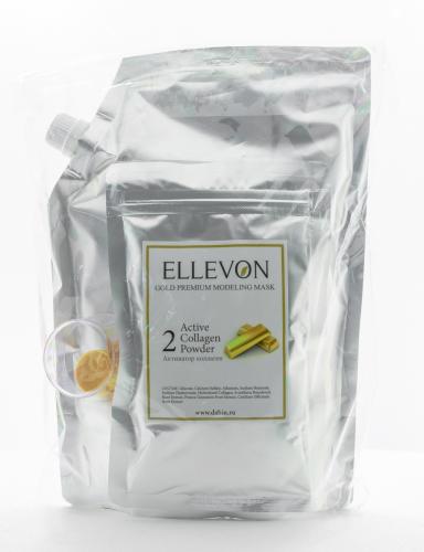 Эллевон Премиум альгинатная маска с золотом (гель + коллаген), 1000 мл + 100 мл (Ellevon, Маски), фото-2