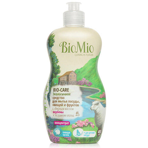 БиоМио Средство для мытья посуды, овощей и фруктов с эфирным маслом вербены, 450 мл (BioMio, Посуда), фото-2