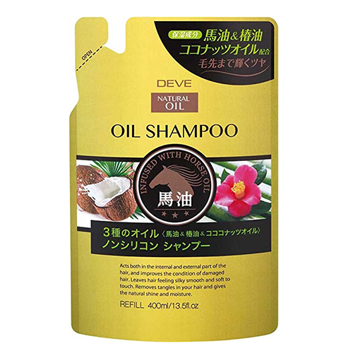 Шампунь для сухих волос с 3 видами масел (лошадиное, кокосовое и масло камелии) Deve Infused With Horse Oil Shampoo сменный блок, 400 мл
