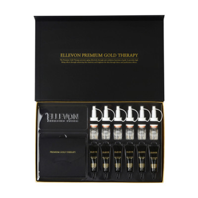 Эллевон Набор Premium Gold Therapy: золотые листы + омолаживающие ампулы + маски (Ellevon, Маски), фото-4
