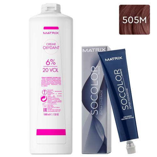 Матрикс Набор Перманентный краситель Socolor beauty Extra.Coverage 505M, 90 мл + Оксидант 6%, 1000 мл (Matrix, Окрашивание, Socolor.beauty)