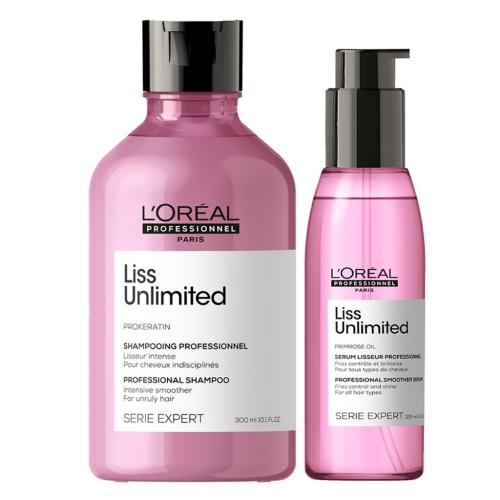 Лореаль Профессионель Набор Liss Unlimited для непослушных волос (Шампунь, 300 мл + Сыворотка, 125 мл) (L'Oreal Professionnel, Уход за волосами, Liss Unlimited)