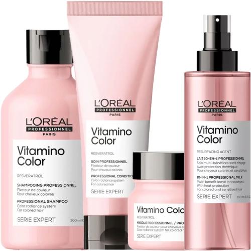 Лореаль Профессионель Программа Vitamino Color комплексный уход: шампунь 300 мл + кондиционер 200 мл + маска 250 мл + спрей 190 мл (L'Oreal Professionnel, Уход за волосами, Vitamino Color), фото-6