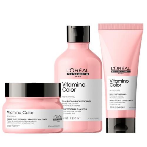 Лореаль Профессионель Набор Vitamino Color для окрашенных волос (Шампунь, 300 мл + Кондиционер, 200 мл + Маска, 250 мл) (L'Oreal Professionnel, Уход за волосами, Vitamino Color)