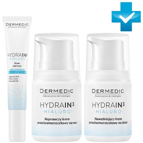 Дермедик Набор: дневной крем, 55 г + ночной крем, 55 г + крем для глаз, 15 г (Dermedic, Hydrain3)