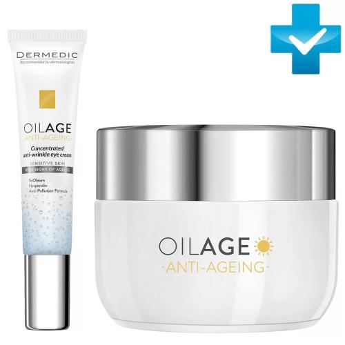 Дермедик Набор (дневной крем, 50 г + крем для глаз, 15 г) (Dermedic, Oilage)