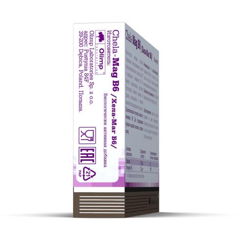 Биологически активная добавка Chela-Mag B6 690 мг, 30 капсул (Витамины и Минералы), фото-6