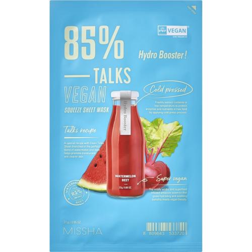 Миша Тканевая увлажняющая маска для лица Hydro Booster, 27 г (Missha, Маски, Talks Vegan Squeeze)