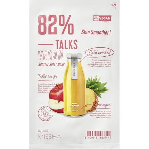 Миша Тканевая увлажняющая маска для лица Skin Smoother, 27 г (Missha, Маски, Talks Vegan Squeeze)