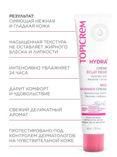 Топикрем Насыщенный увлажняющий крем-сияние, 40 мл (Topicrem, Hydra+ Чувствительная кожа лица), фото-6