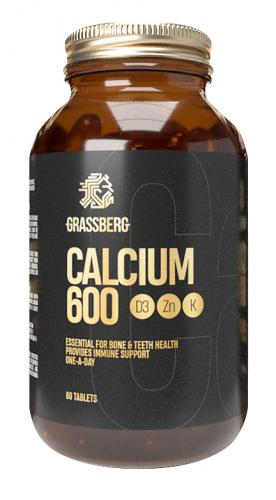 Грасберг Биологически активная добавка к пище Calcium 600 + D3 + Zn с витамином K1, 60 таблеток (Grassberg, )
