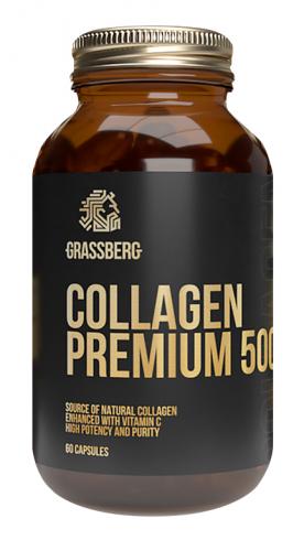 Грасберг Биологически активная добавка к пище Collagen Premium 500 мг + витамин C 40 мг, 120 капсул (Grassberg, )
