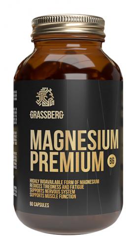 Грасберг Биологически активная добавка к пище Magnesium Premium B6, 60 капсул (Grassberg, )