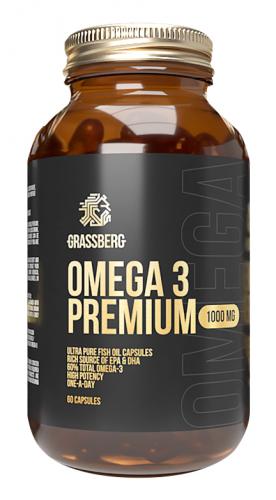 Грасберг Биологически активная добавка к пище Omega 3 Premium 60% 1000 мг, 60 капсул (Grassberg, )