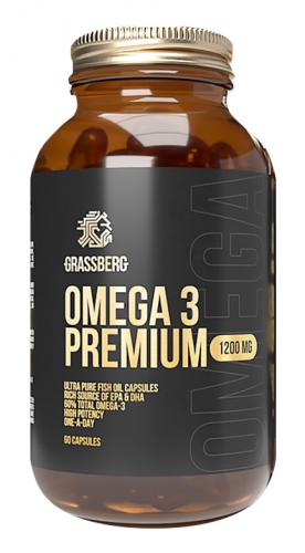 Грасберг Биологически активная добавка к пище Omega 3 Premium 60% 1200 мг, 90 капсул (Grassberg, )