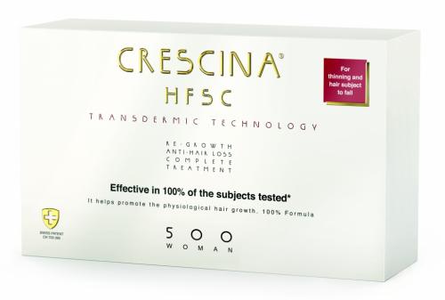Кресцина 500 Комплекс Transdermic для женщин: лосьон для возобновления роста волос №10 + лосьон против выпадения волос №10 (Crescina, Transdermic)