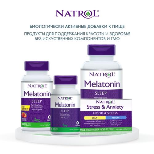 Натрол Мелатонин 3 мг, 60 таблеток (Natrol, Здоровый сон), фото-6