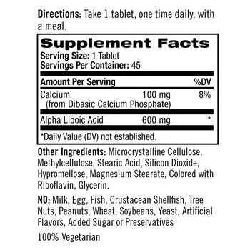 Натрол Альфа-липоевая кислота Time Release 600 мг, 45 таблеток (Natrol, Аминокислоты), фото-7