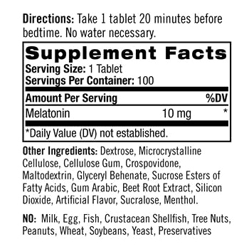 Натрол Мелатонин быстрорастворимый 10 мг, 60 таблеток (Natrol, Здоровый сон), фото-7