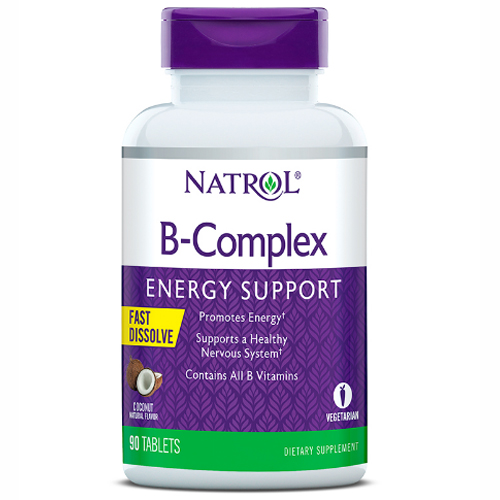 Натрол Комплекс витаминов группы B со вкусом кокоса, быстрорастворимый, 90 таблеток (Natrol, Мультивитамины)