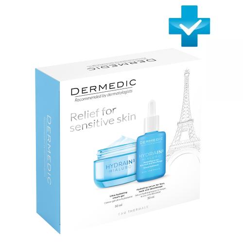Дермедик Подарочный набор для увлажнения кожи лица Hialuro (сыворотка 30 г + крем-гель 50 г) (Dermedic, Hydrain3)