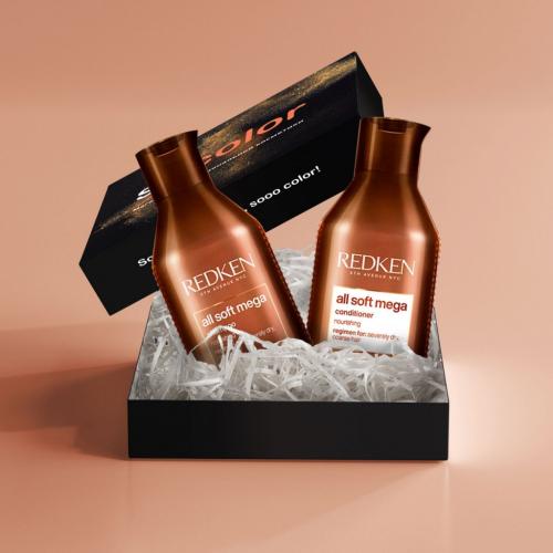 Соколор Бьюти Бокс Подарочный набор Redken All Soft Mega (шампунь 300 мл + кондиционер 300 мл) (SocolorBeautyBox, Подарочные наборы)