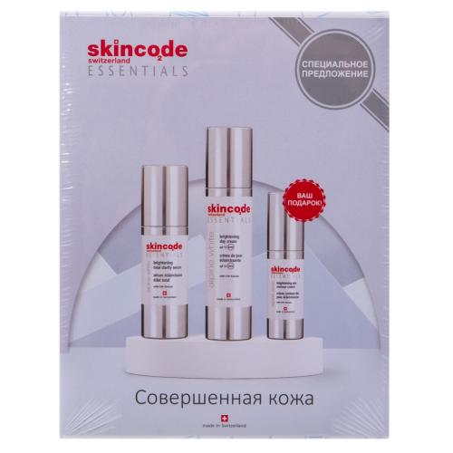 Скинкод Подарочный набор &quot;Совершенная кожа&quot; (сыворотка 30 мл + дневной крем 50 мл + крем для контура глаз 15 мл) (Skincode, Essentials Alpine White)