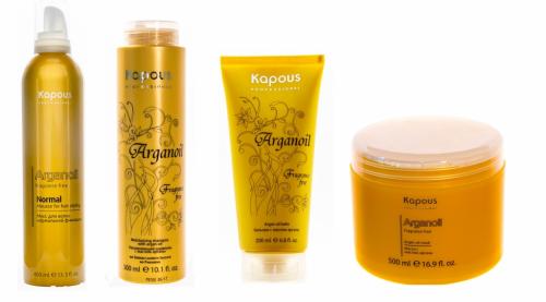 Капус Профессионал Набор для волос с маслом арганы (Шампунь, 300 мл + Бальзам, 200 мл + Маска, 500 мл + Мусс для укладки, 400 мл) (Kapous Professional, Fragrance free, Arganoil)