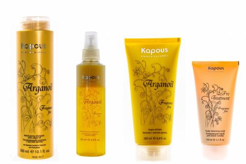 Капус Профессионал Набор для волос с маслом арганы (скраб 150 мл + шампунь 300 мл + бальзам 200 мл + сыворотка 200 мл), 1 шт (Kapous Professional, Fragrance free, Arganoil)