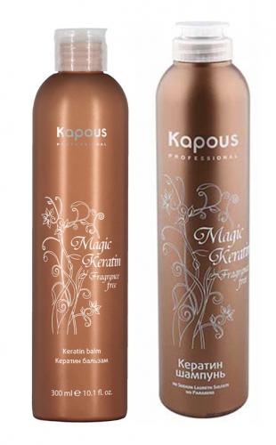 Капус Профессионал Набор для волос Magic Keratin (шампунь 300 мл + бальзам 300 мл) (Kapous Professional, Fragrance free, Magic Keratin)
