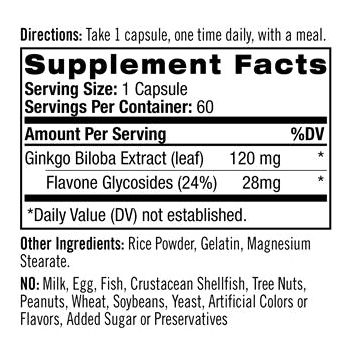 Натрол Гинкго Билоба 120 мг, 60 капсул (Natrol, Растительные продукты), фото-7