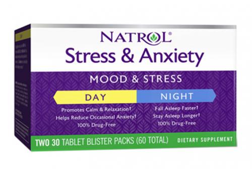 Натрол  Комплекс &quot;Стресс &amp; Тревожность, День и ночь&quot;, 2 х 30 таблеток (Natrol, Здоровый сон)