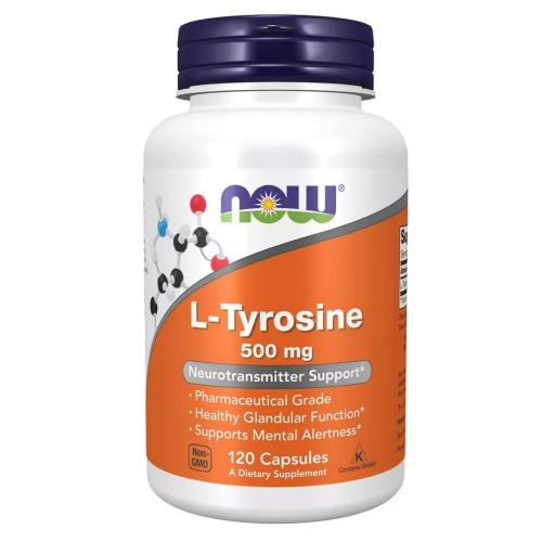 Нау Фудс Аминокислота L-Тирозин 500 мг, 120 капсул (Now Foods, Аминокислоты)