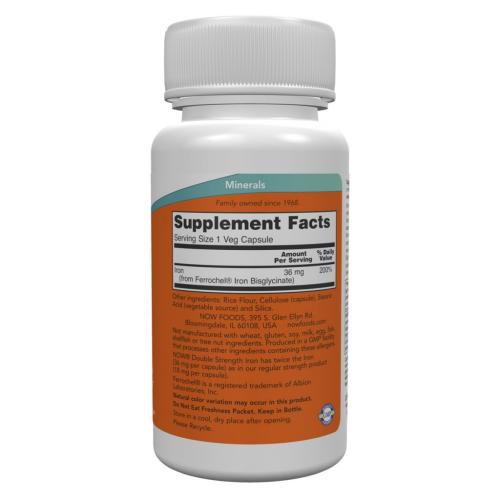Нау Фудс Железо двойной силы 36 мг, 90 капсул (Now Foods, Витамины и минералы), фото-7