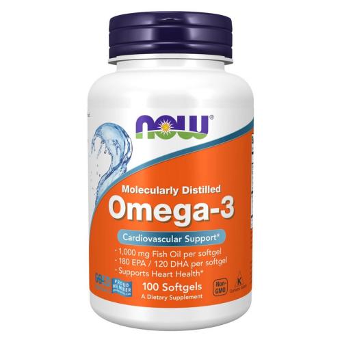 Нау Фудс Омега-3 1000 мг, 100 капсул (Now Foods, Жирные кислоты)