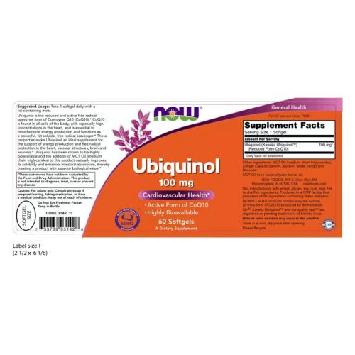 Нау Фудс Убихинол 100 мг, 60 капсул (Now Foods, Кофермент Q), фото-2