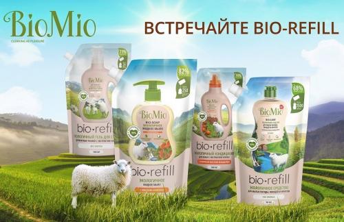 БиоМио Кондиционер Мандарин для белья (сменный блок) 2х1 л Refill (BioMio, Стирка), фото-3