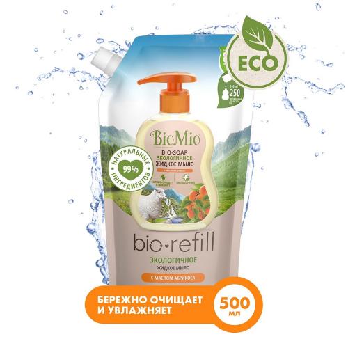 БиоМио Экологичное жидкое мыло с маслом абрикоса (сменный блок), 500 мл Refill (BioMio, Мыло), фото-3