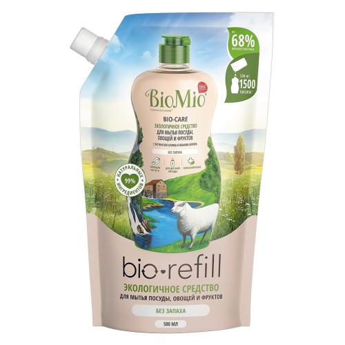 БиоМио Экологичное средство без запаха для мытья посуды (сменный блок), 500 мл Refill (BioMio, Посуда)