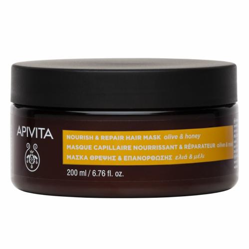 Апивита Питательная и восстанавливающая маска с оливой и медом, 200 мл (Apivita, Hair)